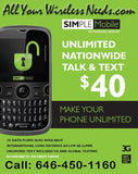 BYOP = Simple Mobile $120/ 3 month Unlimited Talk, Text, Int'l Text & 15gb Data + Intl Talk + Sim Card+ New Number