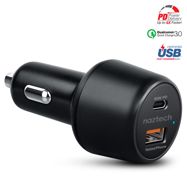 Charger Power Adapter #219 =  SpeedMax65 65W USB-C PD + USB Laptop Car Charger with Quick Charge 3.0