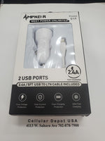 iphone charger Cable #35 = 2.4a 5FT For usb to Lightning Heavy Duty Cable and car charger white