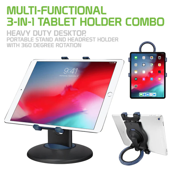 Mount Holder #43 =  Multi-Functional 3-in-1 Tablet Holder Combo, Heavy Duty Desktop