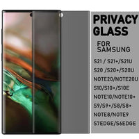 Tempered Glass Samsung #6 = {Discounted} privacy curved temperd glass Samsung Note & S Series Full Glue