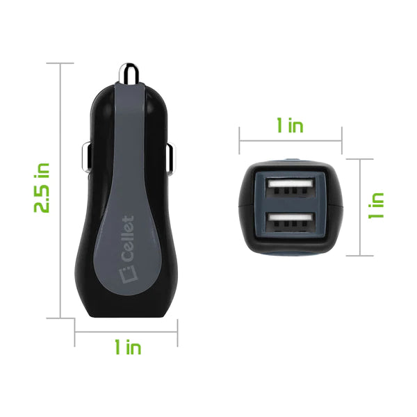 Charger Power Adapter #218 = RapidCharge 12W 2.4A Dual USB Car Charger