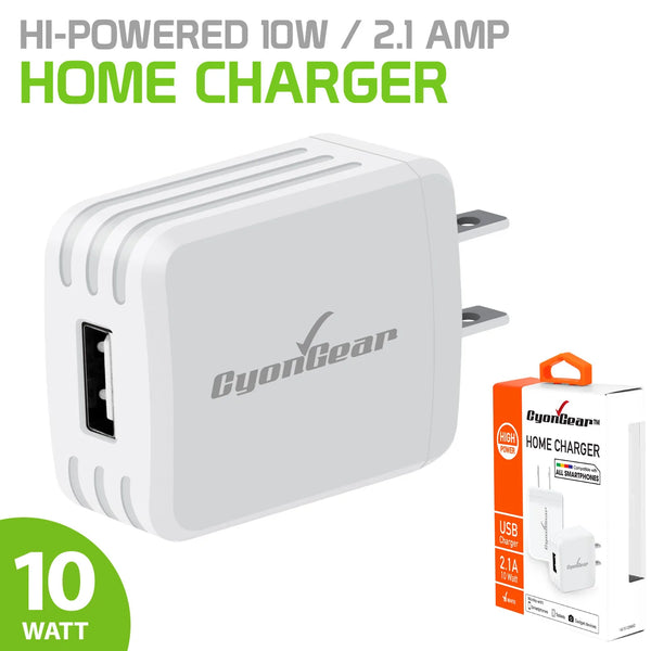 Charger Power Adapter #181 = 10W / 2.1 Amp Hi-Powered USB Home Charger