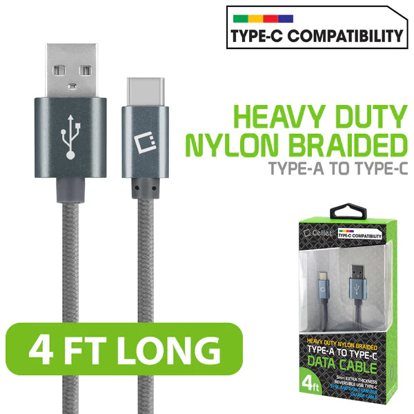 Type C Charger #35 = Type-C Cable, 4ft (1.2m) Heavy Duty Nylon Braided USB-A to USB-C