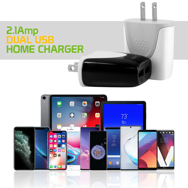 Charger Power Adapter #182 = Dual USB Home Charger, 2.1Amp / 10 Watt Wall Charger