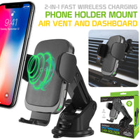 Wireless Charger #202 =  2-in-1 Fast Wireless Charging Phone Holder Mount with Auto touch Release and Lock Cradle