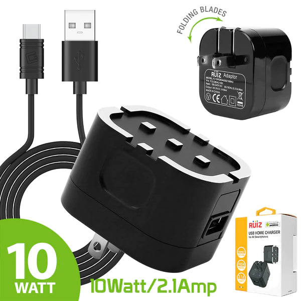 Type C Charger #32 = high Powered 2.1A (10W) USB Home Wall Charger +TYPE-C Cable