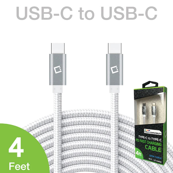 Type C Charger #20 = Type-C Charging Cable, 4ft. Type-C to Type-C Fast Charging and Data Sync