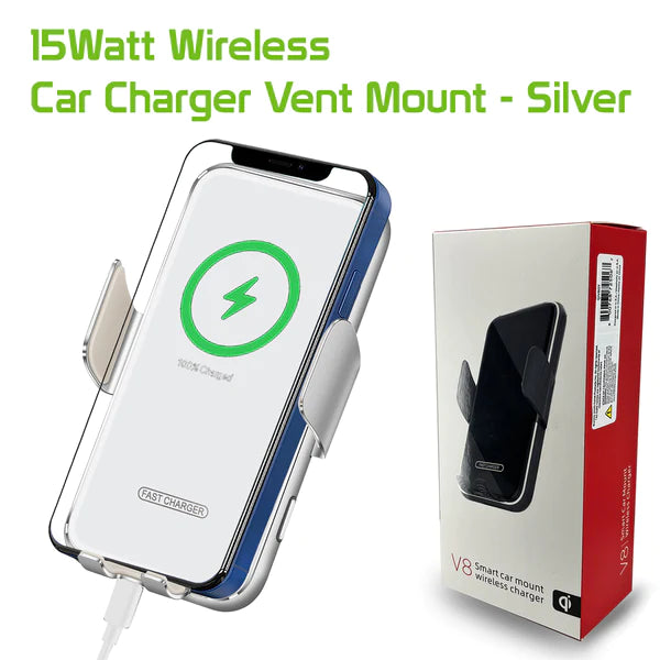 Charger Power Adapter #195 = Wireless Charging Air Vent Mount, Fast Wireless Charging 15 Watt Phone Holder Mount