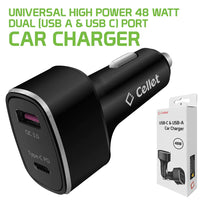 Charger Power Adapter #216 = Dual USB Car Charger, Universal High Power 48 Watt Dual (USB A & USB C)