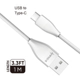 Type C Charger #81 = 2.4A 15watt TPE 1M/3.3 FT For USB to Type C Black Heavy Duty Cable