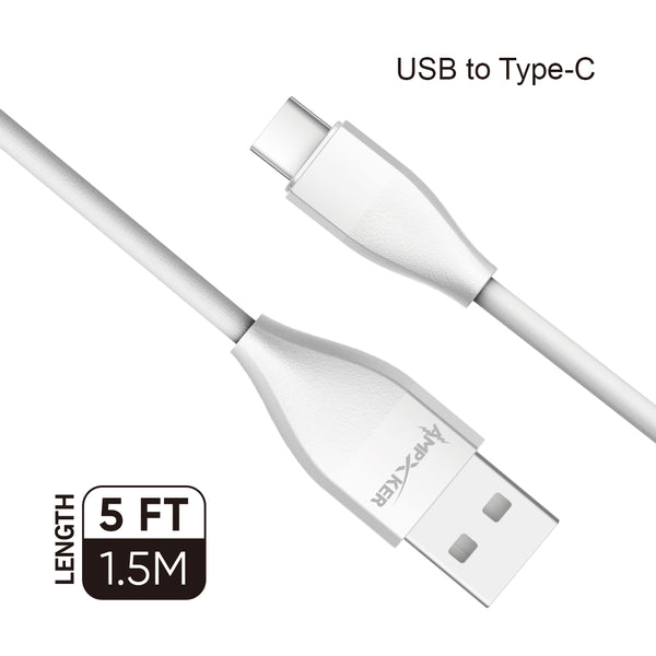 Type C Charger #83 = 2.4A TPE 1.5M / 5 FT For USB to Type C Black Heavy Duty Cable