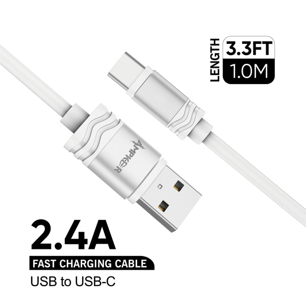Type C Charger #85 = USB To USB-C Durable PVC Cable - 3.3FT/1M - 2.4A 15watt