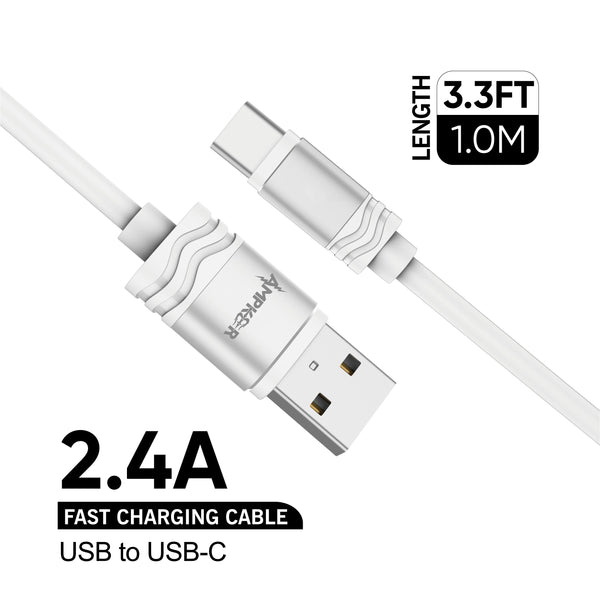 Type C Charger #84 = USB To USB-C Durable PVC Cable - 3.3FT/1M - 2.4A 15watt