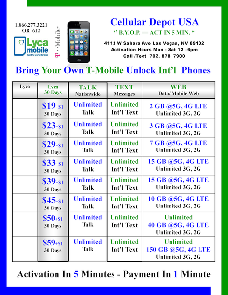 LycaMobile Payment = $19+$1 Unlimited Talk, Text, 1GB Web