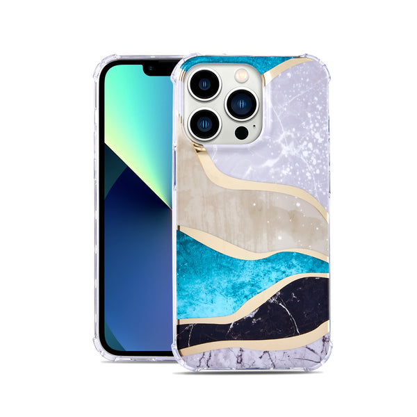 iPhone Case #47 = Electroplated Marble Design ShockProof Thick Hard Case Cover - G Marble iPhone 14, 13, 12, 11, Pro, Max, Mini, XS Mas, XR, X/s, 8+,8, 7+, 7, 6+, 6, SE2, SE, 5, 5S, 5C, 4/s
