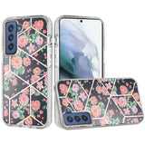 Samsung Case #39 = Floral IMD Chrome Design Shockproof Hybrid Case Cover Samsung Galaxy Note, S, A, J Series