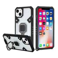 iPhone Case #104 = Transparent Design Shockproof Magnetic Ring Stand Case Cover for iPhone