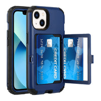 iPhone Case #111 =  Card Holder (Upto 2) with Mirror Hybrid Shockproof Case Cover for iPhone