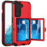 Samsung Case #42 = Card Holder (Upto 2) with Mirror Hybrid Shockproof Case Cover Samsung Galaxy Note, S, A, J Series