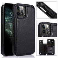 iPhone Case #117 = Luxury Side Magnetic Button Card ID Holder PU Leather Case Cover for iPhone
