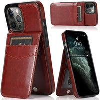 iPhone Case #122 =  Luxury Vertical Magnetic Button Card ID Holder PU Leather Case Cover for iPhone