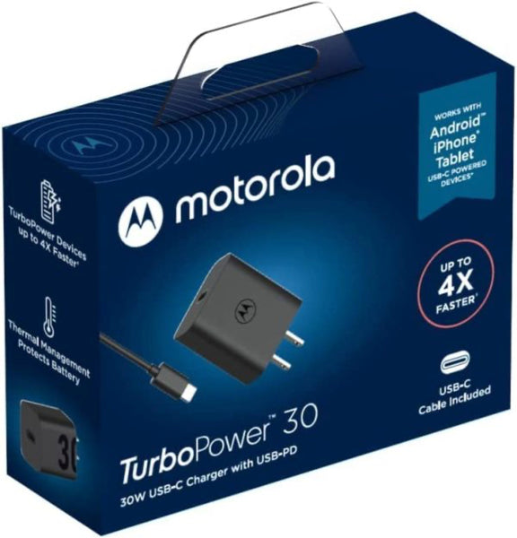 Charger Power Adapter #230 = Motorola TurboPower 30W Wall Charger With 1M C-C Cable