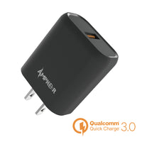 Charger Power Adapter #174 = QC 3.0 Fast Charging Single Black Wall Adapter High Performance