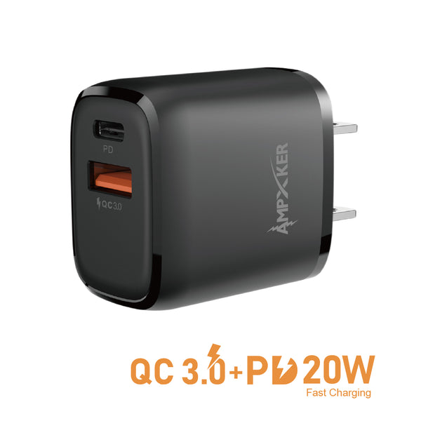 Charger Power Adapter #176 = Dual Port Wall Adapter QC 3.0 + PD 20W Fast Charging