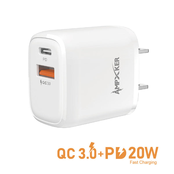 Charger Power Adapter #177 = Dual Port Wall Adapter QC 3.0 + PD 20W Fast Charging