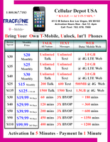 BYOP = Tracfone By T-Mobile $35 Talk, Text & Data Plan - Smartphone Only 750 MINS, 1000 TXT, 1 GB DATA + sim card + new number