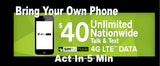 BYOP = Simple Mobile $40 Port In Promo Unlimited Talk, Text, Int'l Text & Data + 5 Gb Hotspot + Intl Talk + Sim Card+ New Number