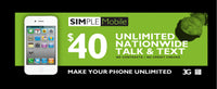 BYOP = Simple Mobile 14 Days = $20 Promo Unlimited Talk, Text, Int'l Text & 2 GB Data + Intl Talk + Sim Card+ New Number