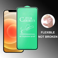 Tempered Glass iPhone #96 = With Black Boarder High Impact Full Glue Ceramics Screen Protector Soft Film 9H Full for iPhone 14,13,12, 11 Pro, Max, XR, X/S, 8+,8, 7+, 7, 6+, 6, SE2, SE, 5, 5S, 5C,4/s