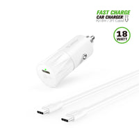 Type C Charger #69 = 18W Car Charger PD & 2.4A USB with 3ft C to C cable