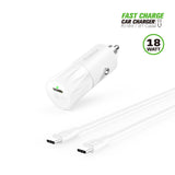 Type C Charger #69 = 18W Car Charger PD & 2.4A USB with 3ft C to C cable