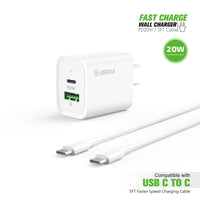 Type C Charger #73 = 20W PD/QC Wall Charger & 5FT Cable for C to C