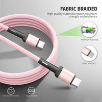 Type C Charger #120 = 4FT BRAIDED CABLE C TO C 30watt
