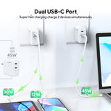 Charger Power Adapter #148 = 45W PD Dual Type-C FAST WALL CHARGER support MACBOOK