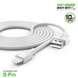 iphone charger Cable #77 = 10FT Round Cable For 8 Pin 2A white
