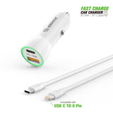 iphone charger Cable #82 = 18W Car Charger PD&2.4A USB with 3ft C to 8Pin cable