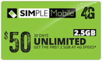 BYOP = Simple Mobile $40 Unlimited Talk, Text, Int'l Text & 15gb Data + International Talk + Sim Card+ New Number