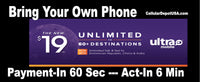 BYOP = Ultra Mobile $16 Talk + Text + 250mb web + Sim Kit + New Number